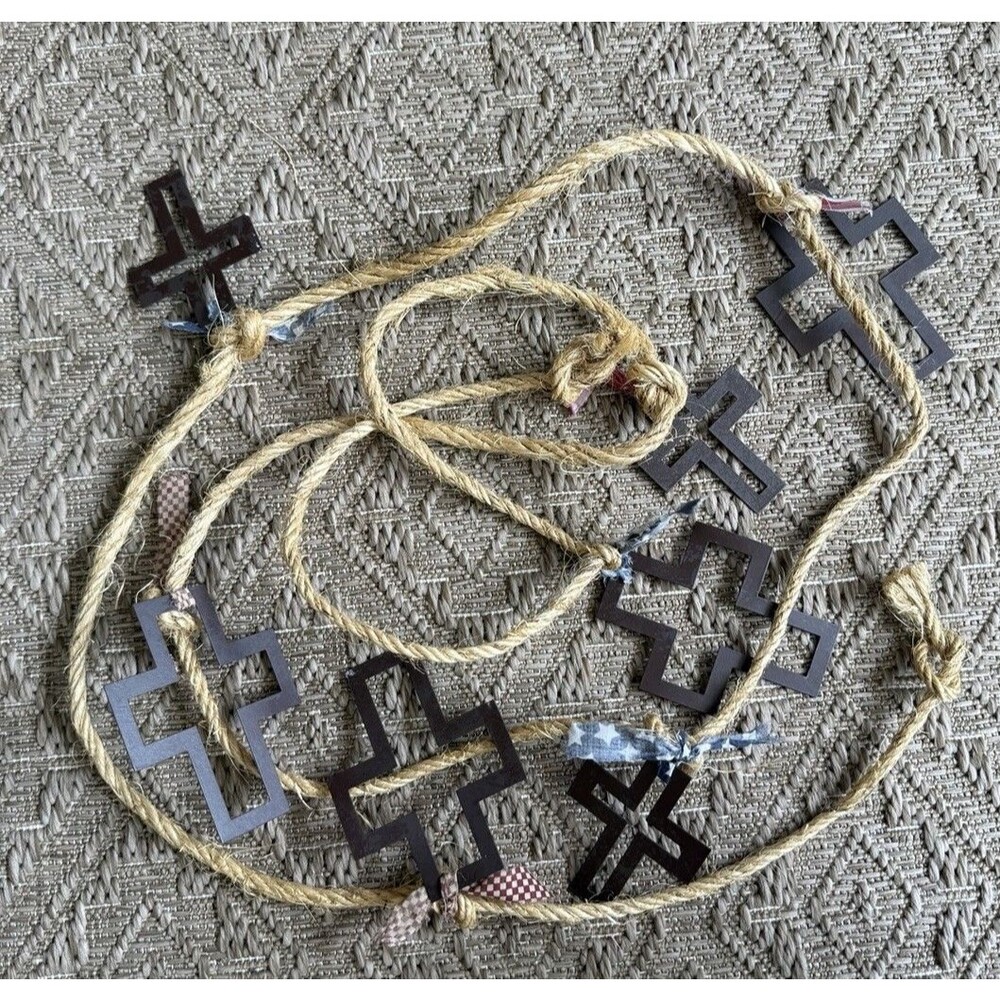 Decorative metal cross garland, Thick rope, Rustic, Farmhouse 4.5